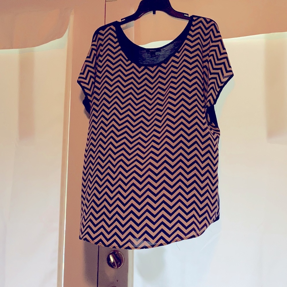 Navy and beige chevron